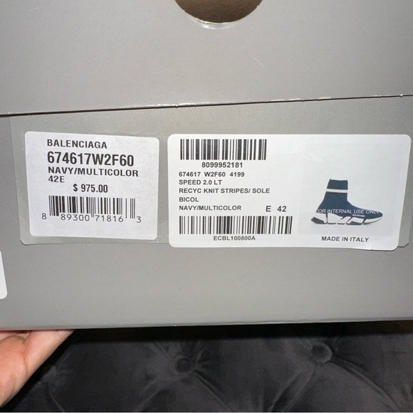 New Size 42 Balenciaga Speed 2.0 Sneakers Navy Blue - Picture 6 of 6
